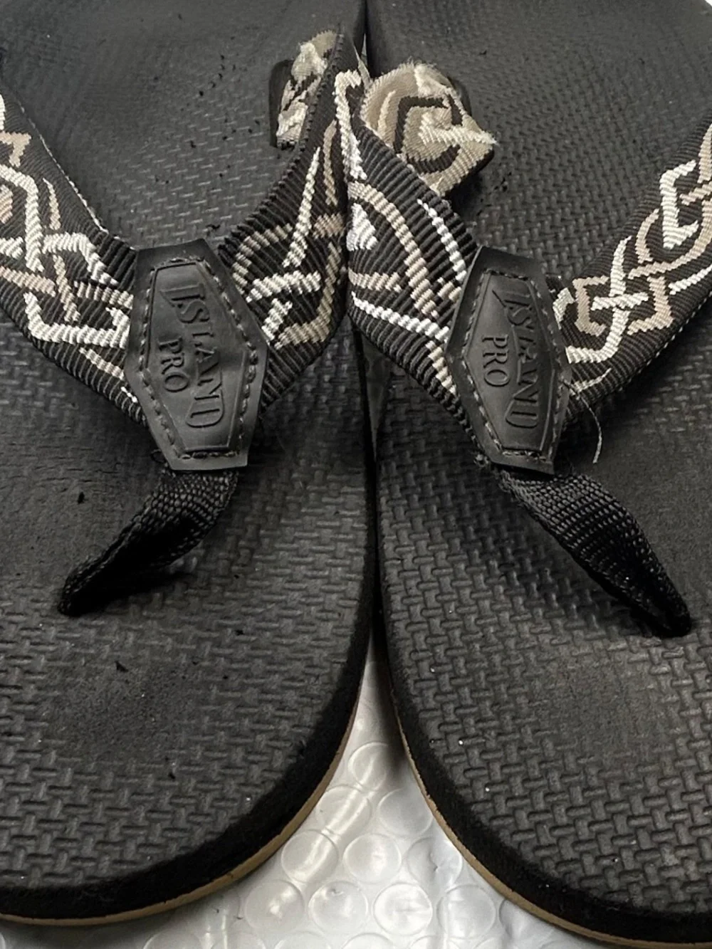 Island Slipper Island Pro Men's Black Flip Flop Sandals Size US 12 UK 11 E
